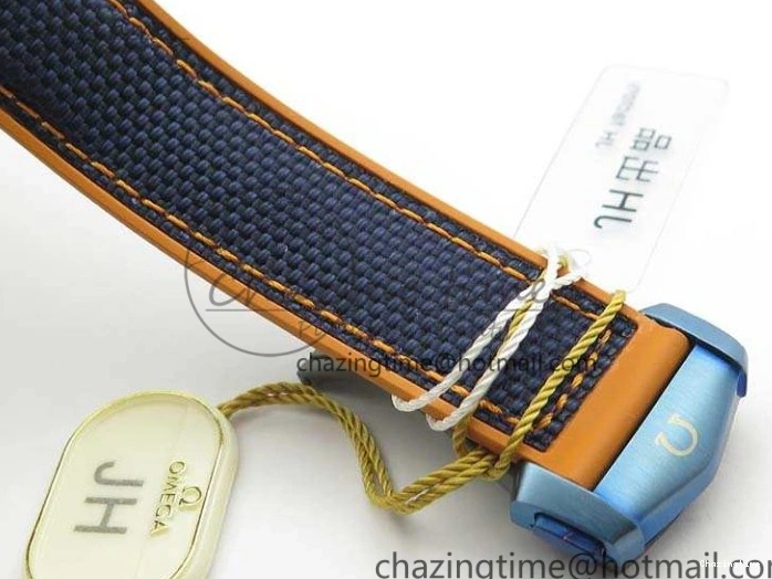 1219 Unique Planet Ocean 45mm GMT Blue DLC Black OMF Best Edition Blue Dial On Blue Gummy Strap A 8123